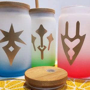 Final Fantasy XIV Glasbecher mit goldenen Job-Symbolen – FFXIV Geschenke & Merch – Einzigartiges Gamer-Trinkgeschirr