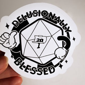 Wahnhaft gesegneter Aufkleber / Glanzfinish / Baldurs Gate / DND-Geschenk / Dungeons and Dragons / Journal-Planer / Geek-Geschenk