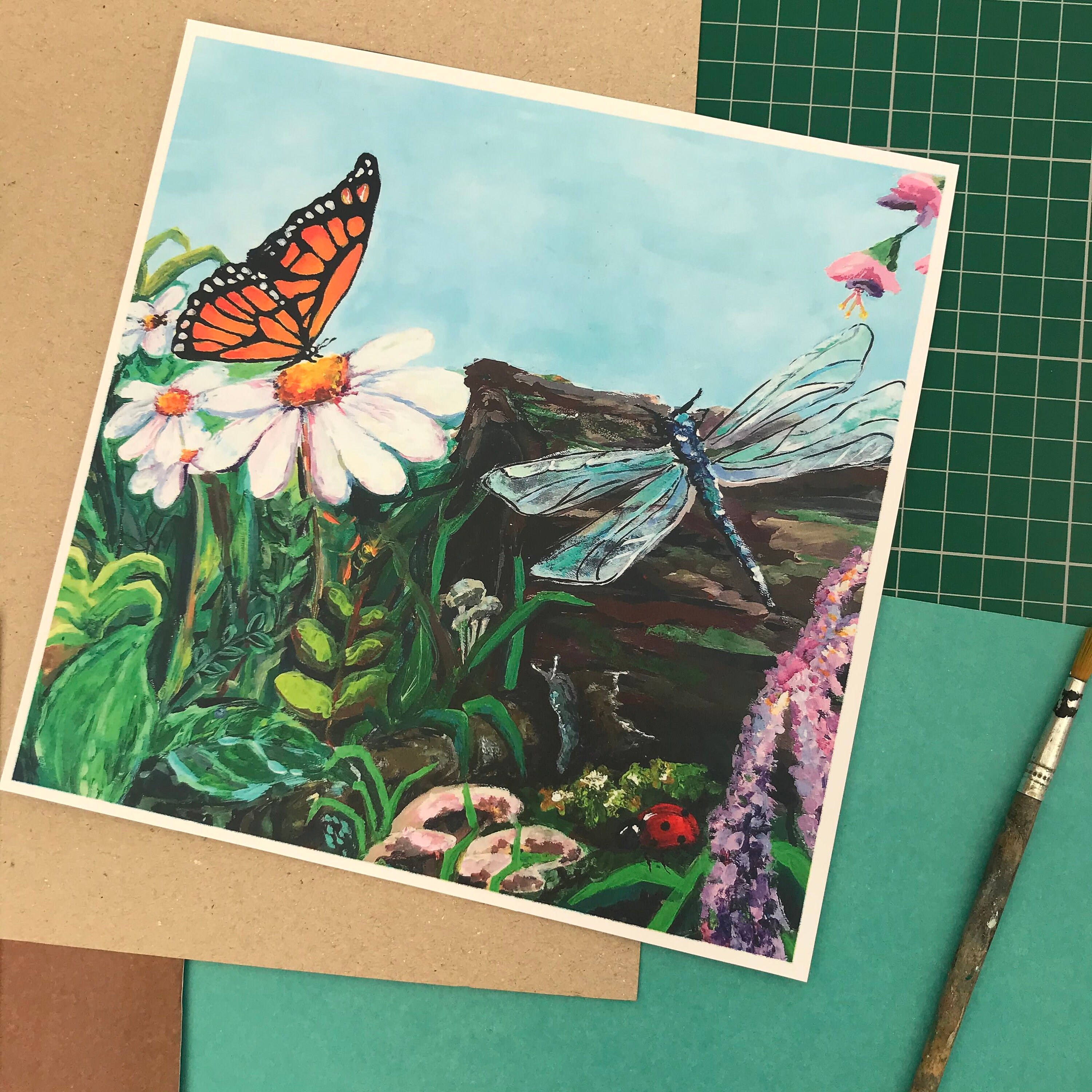 Garden Painting Art Prints 8 X 8 Set of 2 Cottagecore Art Toadstool Art