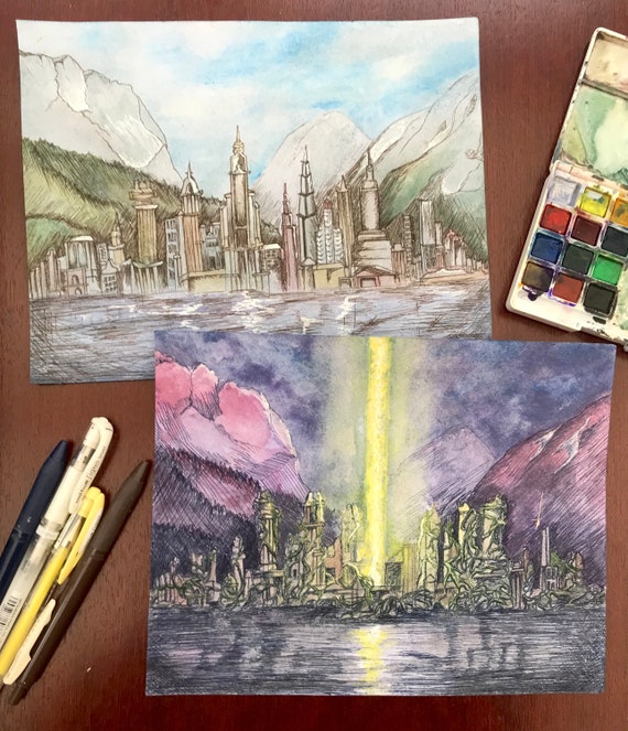 Republic City Watercolour Scenery | 8"x10" Art Print
