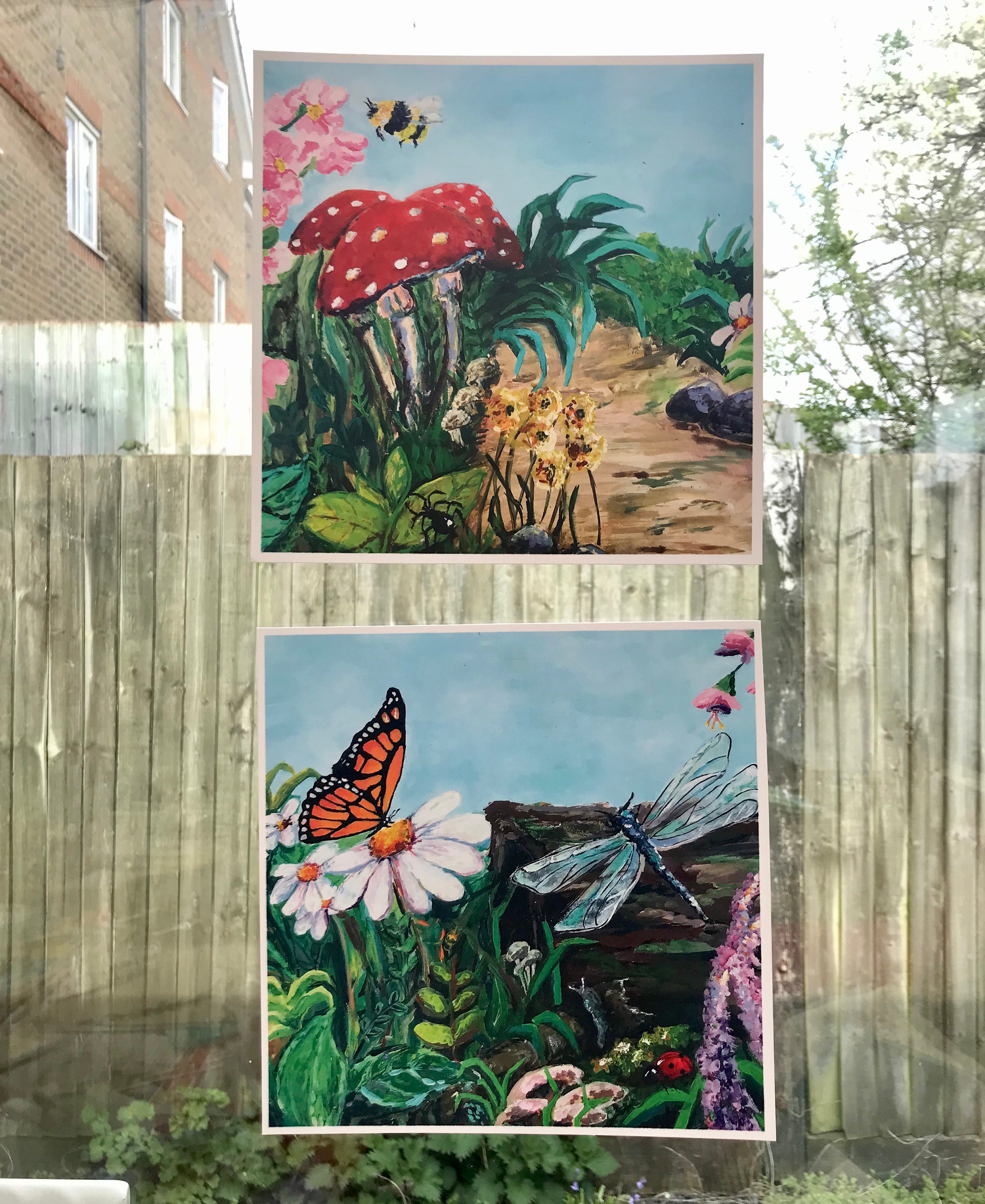 Garden Painting Art Prints 8 X 8 Set of 2 Cottagecore Art Toadstool Art