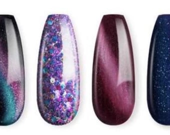 Solid Galaxy cat eye color changing 10 set nails pick one color/nail shape for customization