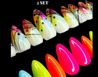 Abstract bundle Glamour nails / Black Press on Nails with Bling/ Press on Nails/ Glue on Nails/ Sticky Tabs/ animal print/ 2 sets