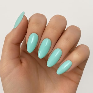 Spring Press-On Nails | Pastel Almond Shape | Glossy Handmade Nail Set | Reusable | Fake Nails