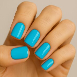 Summer Press-On Nails | Ocean Beach | Square Shape | Glossy Handmade Nail Set | Reusable | Fake Nails