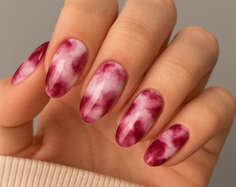 Aquarel rood witte en blauwe persnagels | Set van 3 patriottische spijkers | 4 juli | Memorial Day-nagels | Herbruikbare Amerikaanse spijkerset