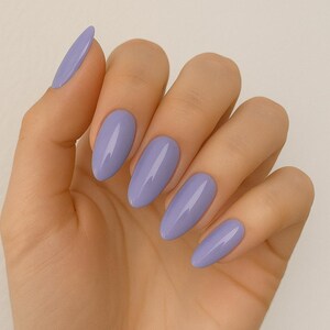 Spring Press-On Nails | Pastel Purple  Almond Shape | Glossy Handmade Nail Set | Reusable | Fake Nails
