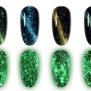 Solid Glow in the dark galaxy 10 set nails pick color/nail shape for customization/ press on nails