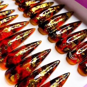 Tortoise Shell Press-On Nails | Luxury Handmade Nail Set | Reusable Fake Nails | High-Gloss Salon Nails | Custom Nail Design