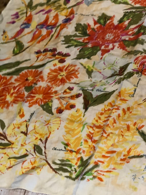 Beautiful vintage 1950's silk scarf, Qantas souve