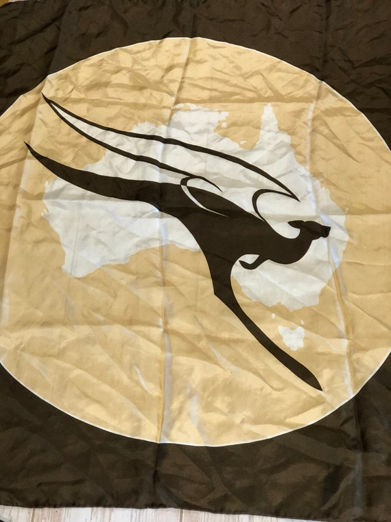 Vintage 1950's Qantas souvenir silk scarf.