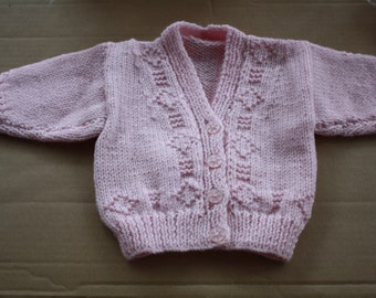 baby girls 0 - 3 months pink cardigan long sleeved