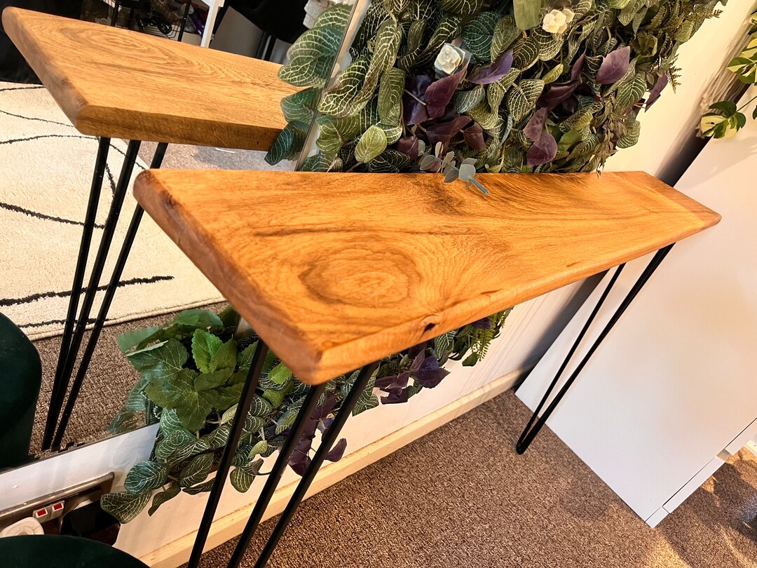 Handmade~oak~console Table~industrial~hairpin Legs Included~charred ...