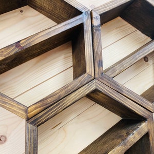 Handmade~Rustic shelves~Honeycomb~Hexagon shelf~wall shelf~set of six~plus 3 inner shelves~
