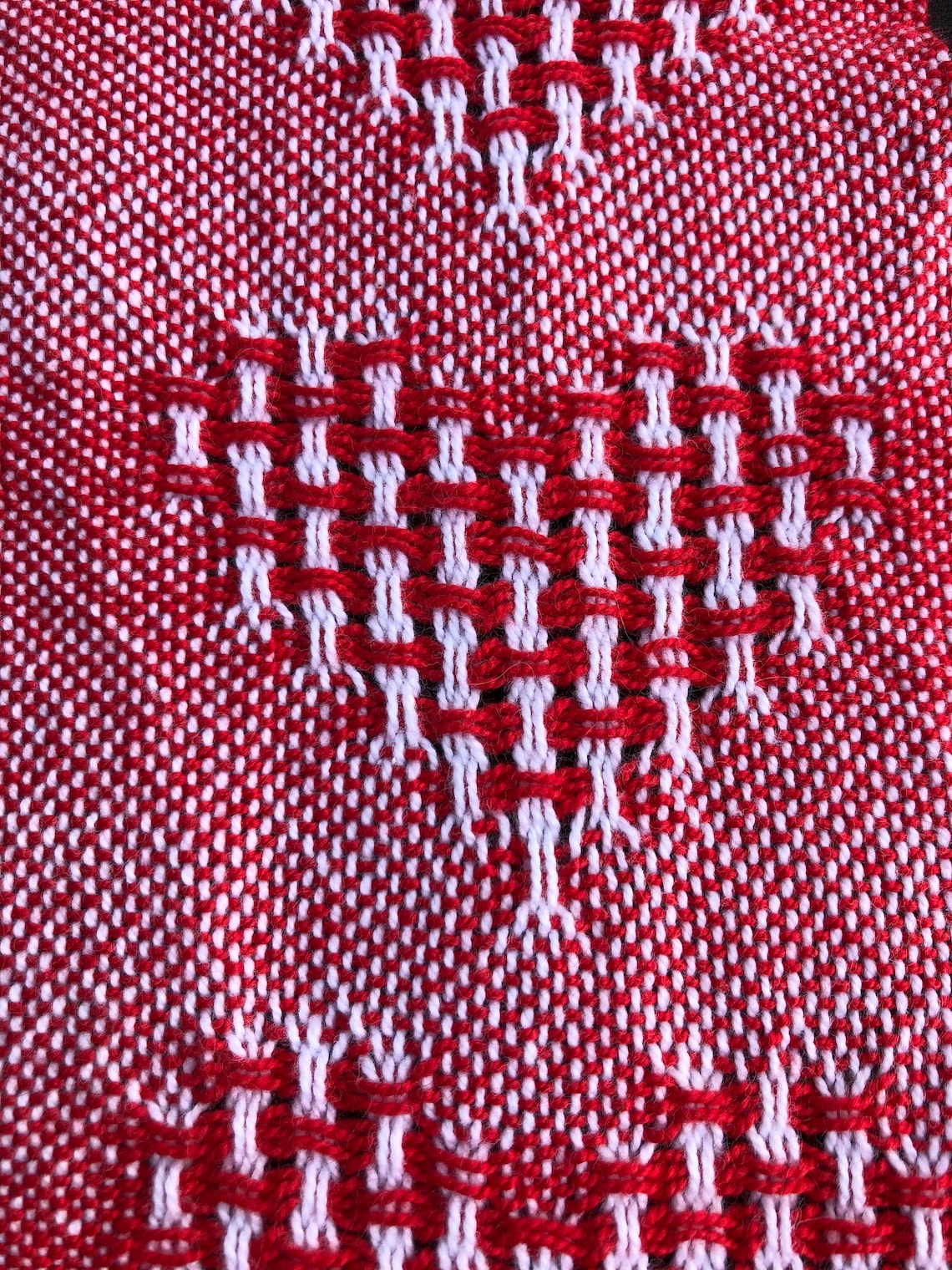 Handwoven Huck Lace Heart Weaving Etsy