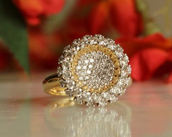 Sunflower Gold Diamond Ring, 14K Solid Gold, Flower Diamond Ring, Natural Diamonds, Gift for her