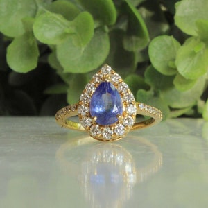 Natural Tanzanite Diamond Ring In 14K Solid Gold, Gemstone Ring With Natural Diamonds, Gift for Women image 1