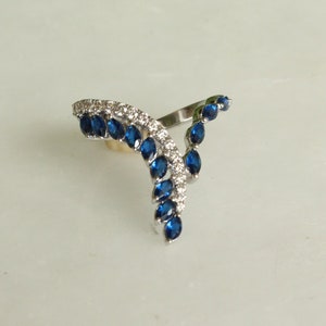 Blue Sapphire Diamond Ring In 14k Solid Gold, Birthstone Ring With Natural Diamonds, Gift for Women image 1