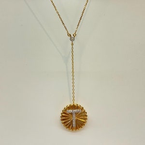 Collar de lazo con inicial personalizado, letra de diamante en disco de oro macizo de 14 k, diamantes naturales, joyería con nombre personalizada, minimalista