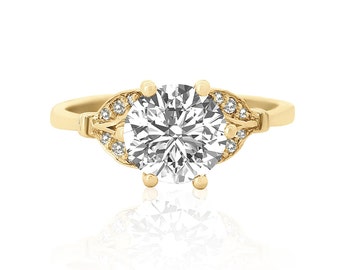 2,71 ct ronde Solitaire diamanten ring, 14k massief goud, verlovingsring, natuurlijke diamanten, cadeau voor haar