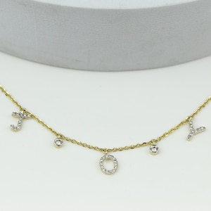 Collar de diamantes Joy en oro macizo de 14 k, diamantes naturales, joyas inspiradoras, regalo para ella