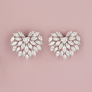 Angel wings design marquise diamond stud earrings