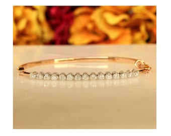 14k Solid Gold Diamond Bracelet, Natural Diamonds, Half Tennis Bracelet, Gift for her