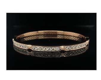 Sleek Design Green Enamel Diamond Cuff Bracelet, 14k Solid Gold, Natural Diamonds, Gift for her