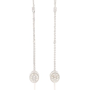Dangling Thread Diamond Earrings, 14k Solid Gold, Natural Diamonds, Dangle Chain Earrings, Minimalist Jewelry, Ready To Ship