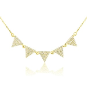 Triangle Diamond Necklace, 14k Solid Gold, Natural Diamonds, Layering Necklace, , Everyday Geometric Jewelry Gift For Her