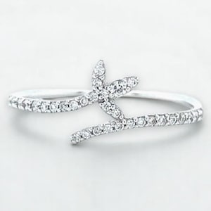 Leaf Vine Diamond Ring, 14k Solid Gold, Natural Diamonds, Stackable Floral Jewelry, Minimalist Everyday Band