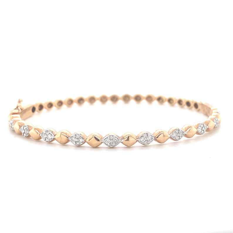 Bubble Drop design bangle bracelet, 14k Solid Gold, Natural Diamonds, Gift for her image 3