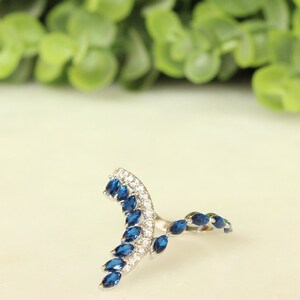 Blue Sapphire Diamond Ring In 14k Solid Gold, Birthstone Ring With Natural Diamonds, Gift for Women image 3