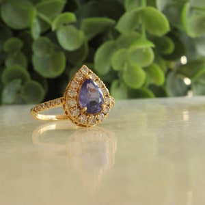 Natural Tanzanite Diamond Ring In 14K Solid Gold, Gemstone Ring With Natural Diamonds, Gift for Women image 3