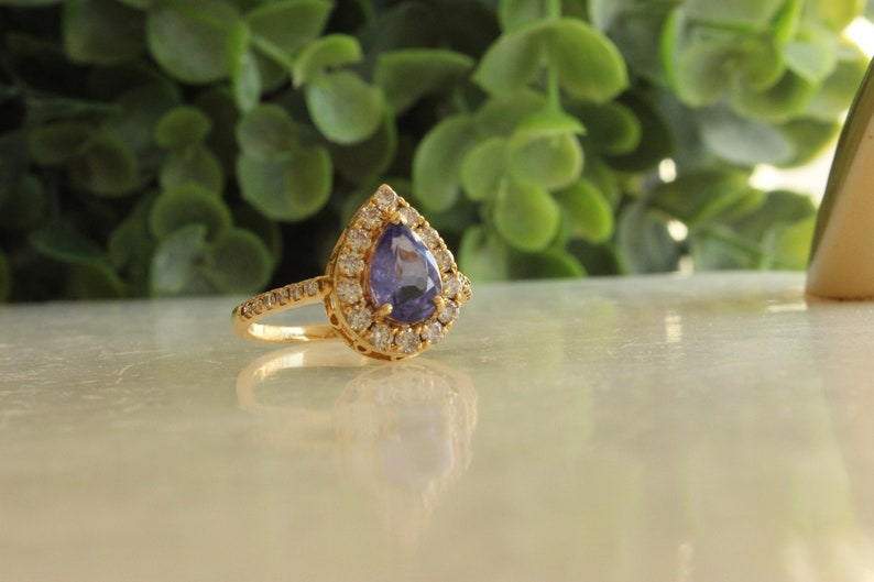 Natural Tanzanite Diamond Ring In 14K Solid Gold, Gemstone Ring With Natural Diamonds, Gift for Women image 3