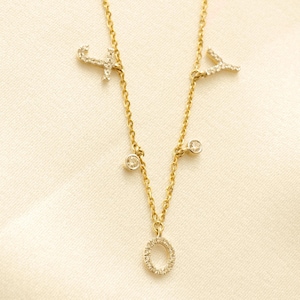 Diamentowy naszyjnik Joy ze złota próby 14k, naturalne diamenty, inspirująca biżuteria, prezent dla niej