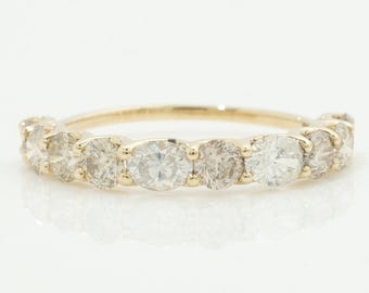 Fancy Natural Diamond Half Eternity Band: 14k Solid Gold Stacking Jewellery, Certified Jewelry