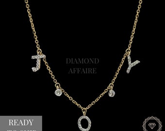 Joy Diamond Necklace In 14k Solid Gold, Natural Diamonds, Inspirational Jewelry, Gift for Her