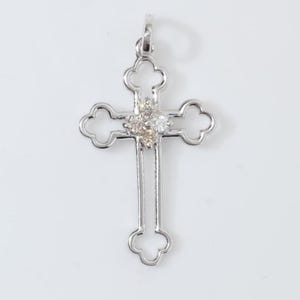 Floral Cross Diamond Pendant, 14k Solid Gold, Natural Diamonds, IGI Certified, Religious Adjustable Necklace, Everyday Jewelry, Gift for Her
