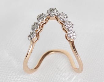 Vancki Diamond Ring, 14k Solid Gold, Natural Diamonds, Cocktail Ring, , Wedding Jewelry Gift For Her