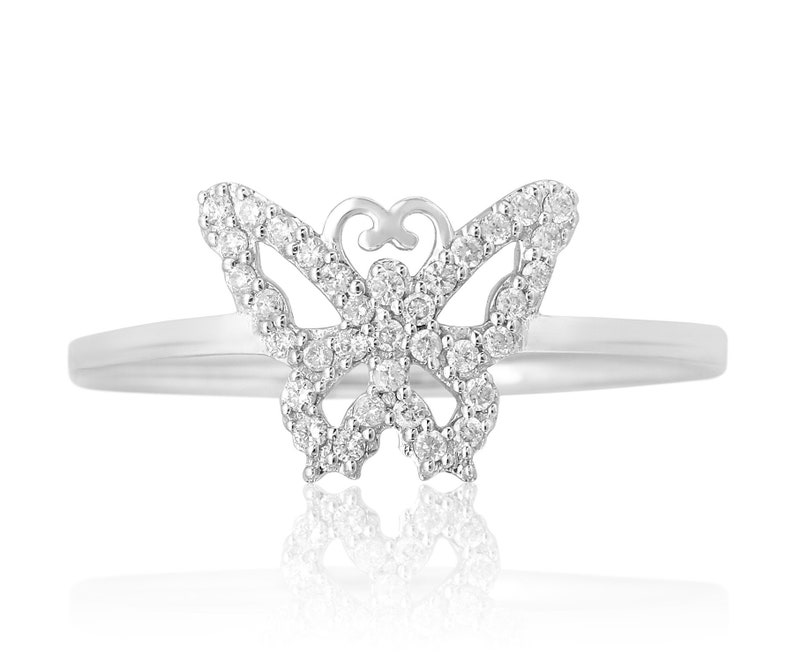 Butterflies Diamond Ring 14k Solid Gold Natural Diamonds Butterfly Ring Everyday Statement Ring for women Valentine Gift for Girls