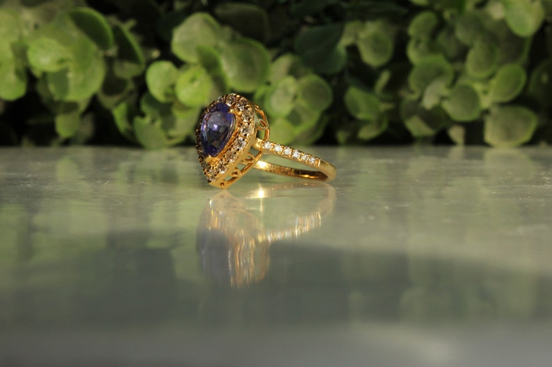 Natural Tanzanite Diamond Ring In 14K Solid Gold, Gemstone Ring With Natural Diamonds, Gift for Women image 2