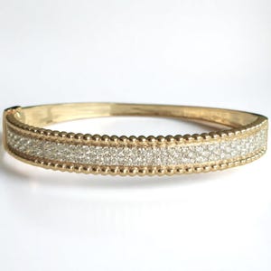 Gold Beaded Diamond Broad Bracelet, 14k Solid Gold, Natural Diamonds, Cluster Pave Bangle, Statement Bangle Bracelet, Stackable Jewelry