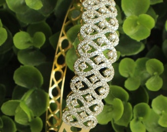 Infinity Designed Diamond Bangle Bracelet, 14k Solid Gold, Natural Diamonds, Gift for her