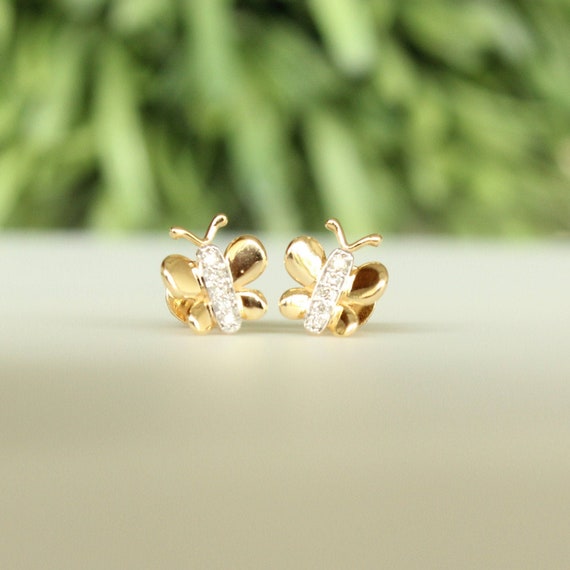 Butterfly diamond clearance stud earrings