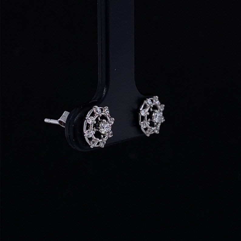 Wheel Diamond Stud Earrings, 14k Solid Gold, Natural Diamonds, Gift for Daughter, Kids Jewelry, Earrings for Junior Girls Active image 2