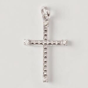 Diamond Cross Pendant, 14k Solid Gold, Natural Diamonds, Religious Adjustable Necklace, Everyday Stacking Jewelry, Baptism Gift