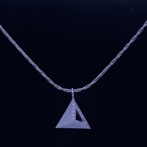 Triangle Diamond Charm Pendant, 14k Solid Gold, Natural Diamonds, Gift for her image 3