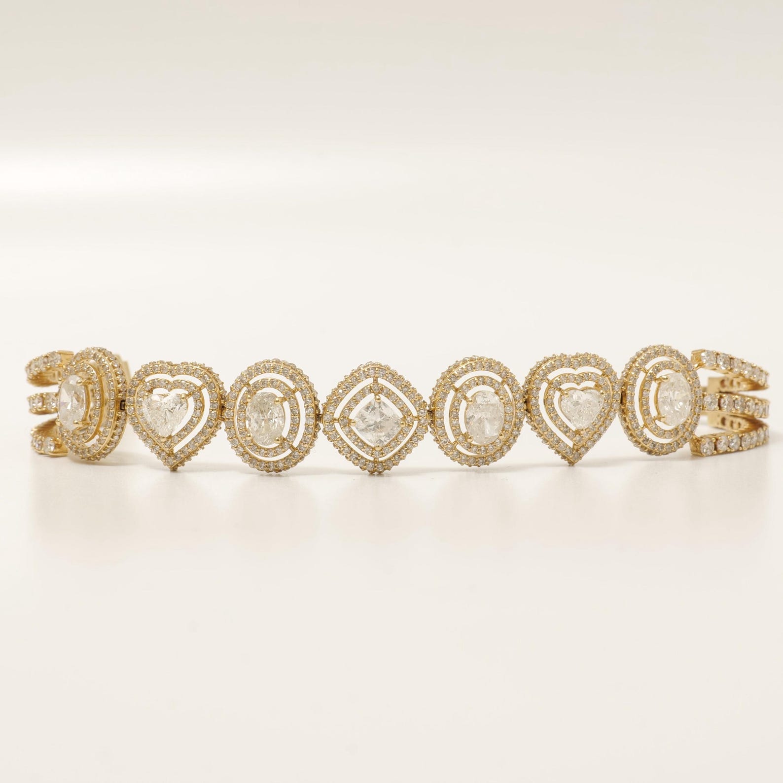 Multi-Shape Natural Diamond Double Halo Bracelet