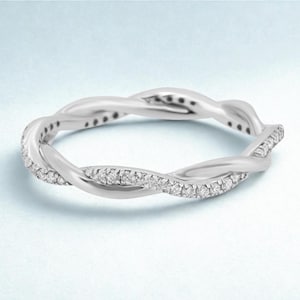 Diamond Eternity Band in 14k Solid Gold, Twisted Rope Diamond Band, Natural Diamonds, Ready To Ship, Women&#39;s Day Gift